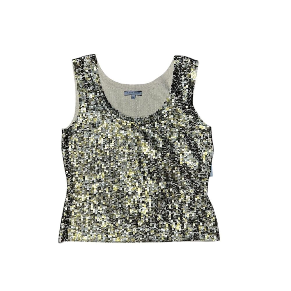 ANNE KLEIN, Women's Gold Sequin Tank Top Shirt, Petite Medium, NWT